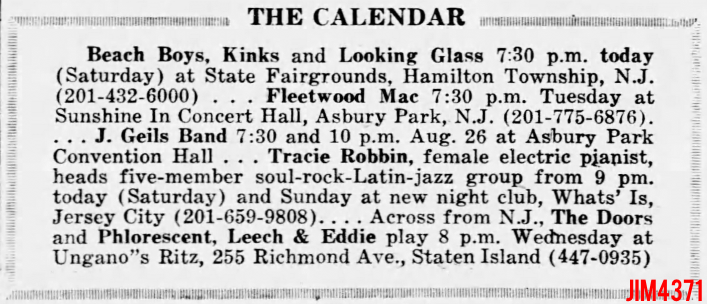 The Doors - Ritz Theatre 1972 - Type Ad