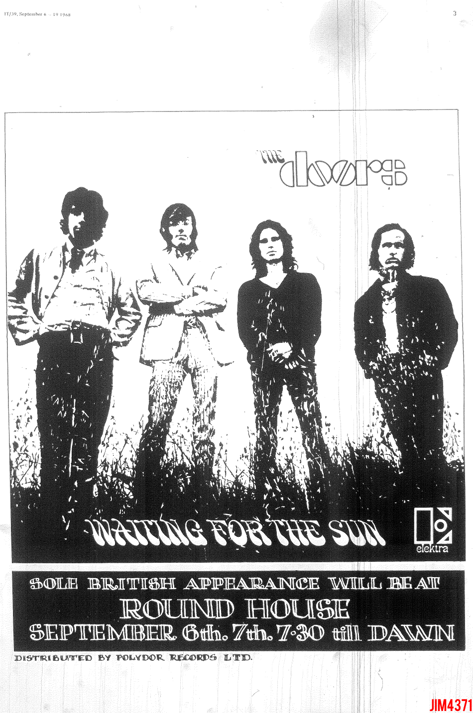 The Doors - Roundhouse 1968 - Poster Ad