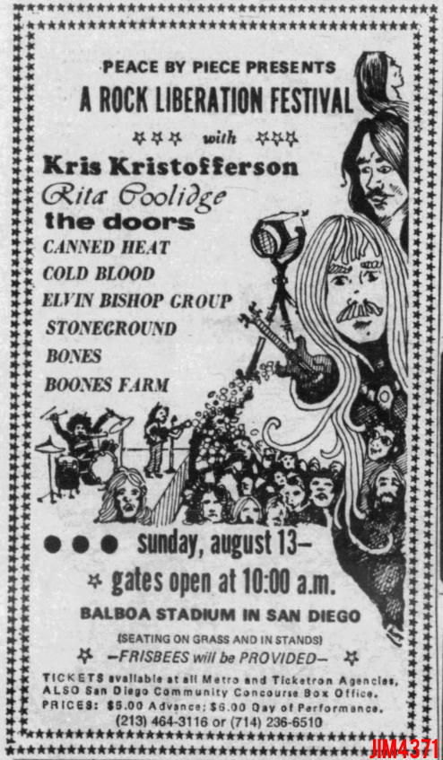 The Doors - San Diego 1972 - Print Ad