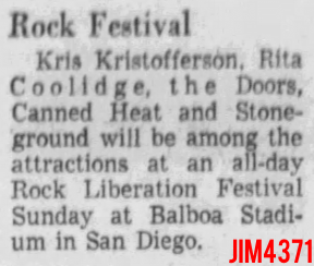The Doors - San Diego 1972 - Type Ad