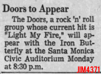 The Doors - Santa Monica 1967 Article