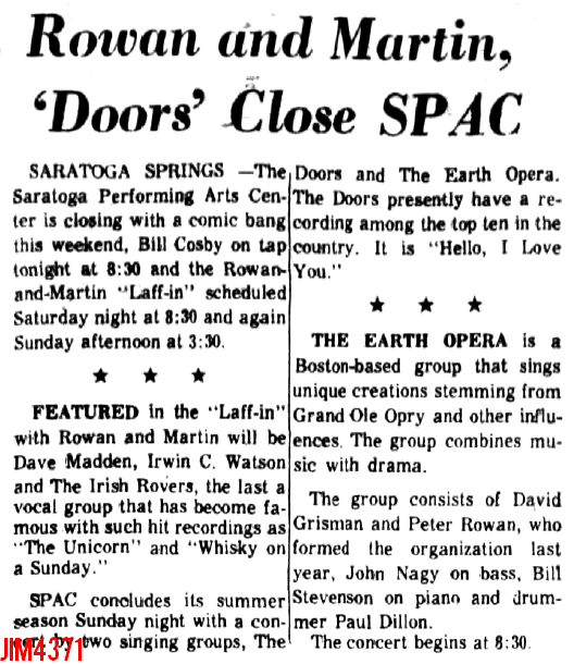 The Doors - Saratoga 1968 - Article