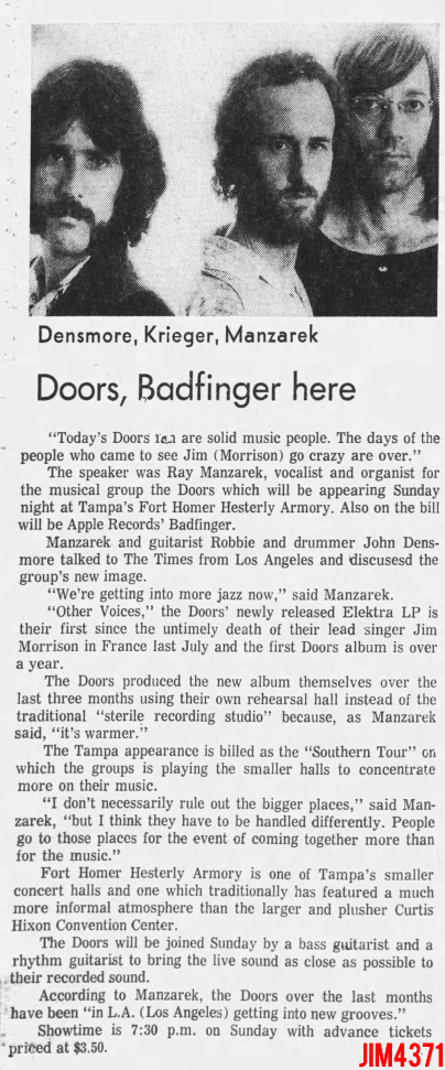 The Doors - Tampa 1972 - Article