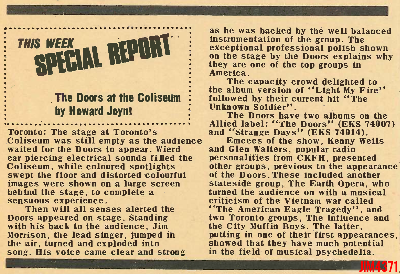 The Doors - Toronto 1968 Review