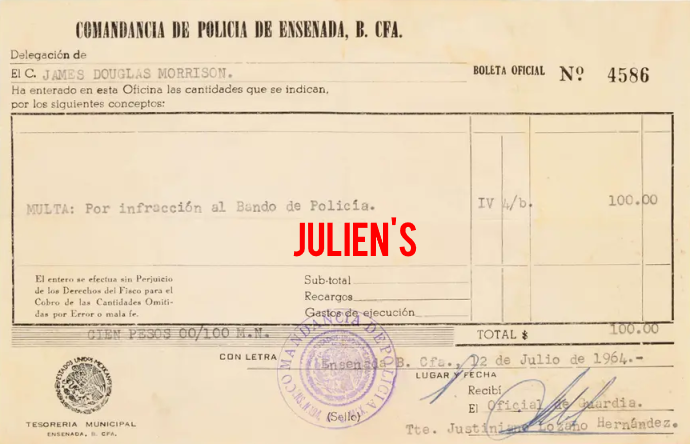 Jim Morrison Ensenada Fine Payment