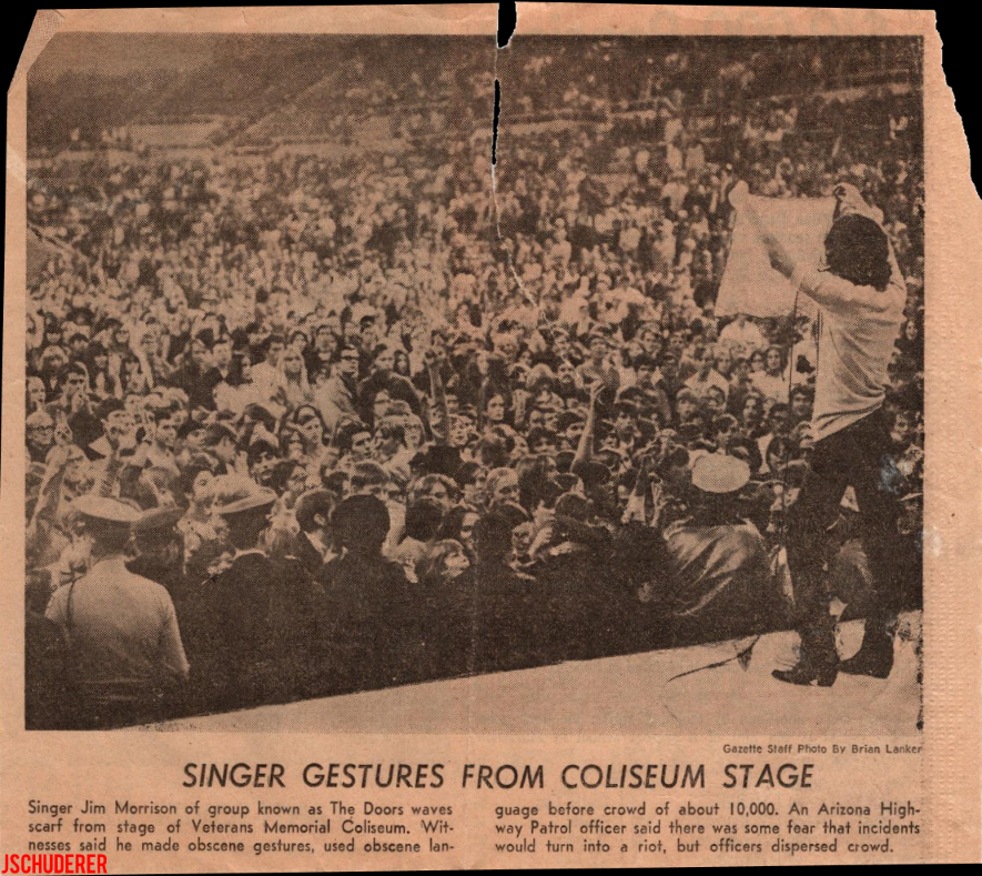 The Doors - Phoenix November 1968 - Newspaper Photo