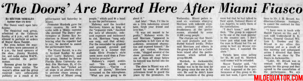 The Doors - Jacksonville 1969 - Article