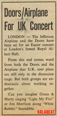 Doors/Airplane Set For UK Concert