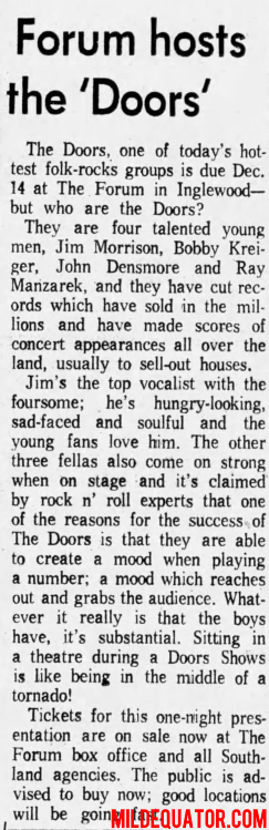 The Doors - L.A. Forum 1968 - Article