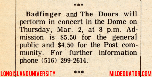 The Doors - C.W. College 1972 - Type Ad