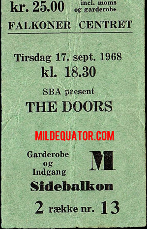 The Doors - Copenhagen 1968 - Ticket