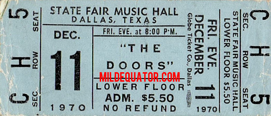 The Doors - Dallas 1970 - Ticket