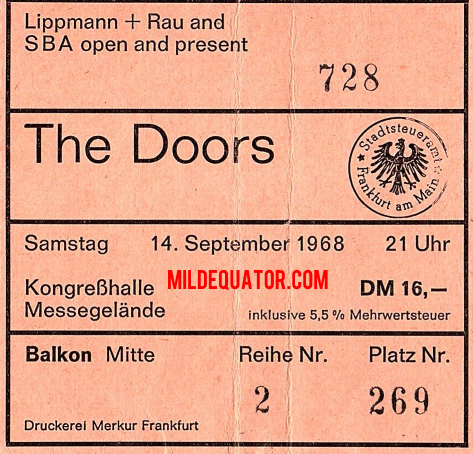 The Doors - Frankfurt 1968 - Ticket
