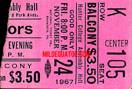 The Doors - Hunter College 1967 - Ticket