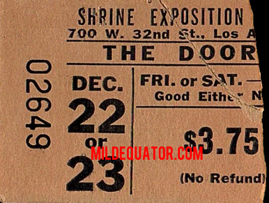 The Doors - Shrine Exposition Hall 1967 - Ticket