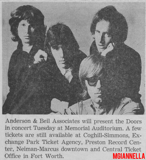 The Doors - Dallas 1968 Article by Marge Pettyjohn