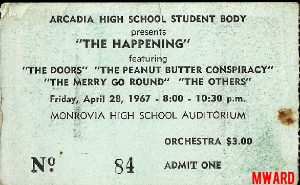 The Doors - Monrovia High School 1967 - Ticket