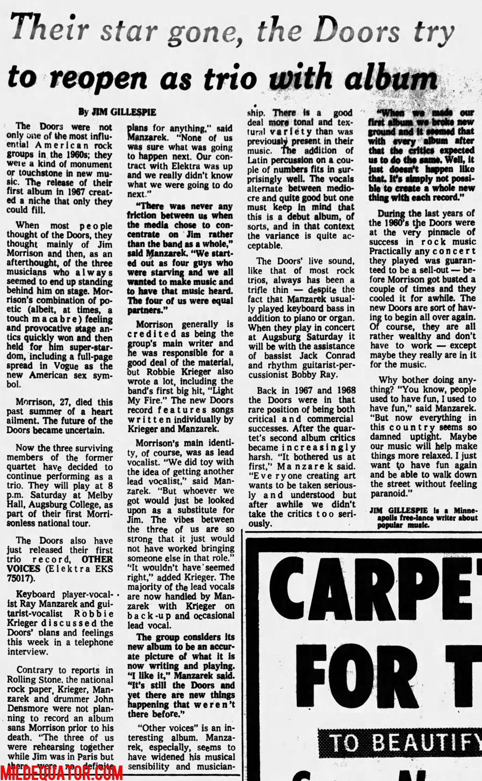 The Doors - Minneapolis 1971 - Interview