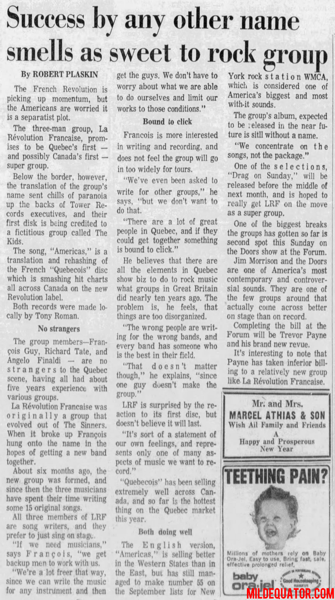 The Doors - Montreal Forum 1969 - Article
