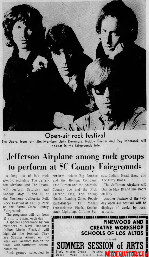 The Doors - Northern California Folk Rock Festival 1968 - Article