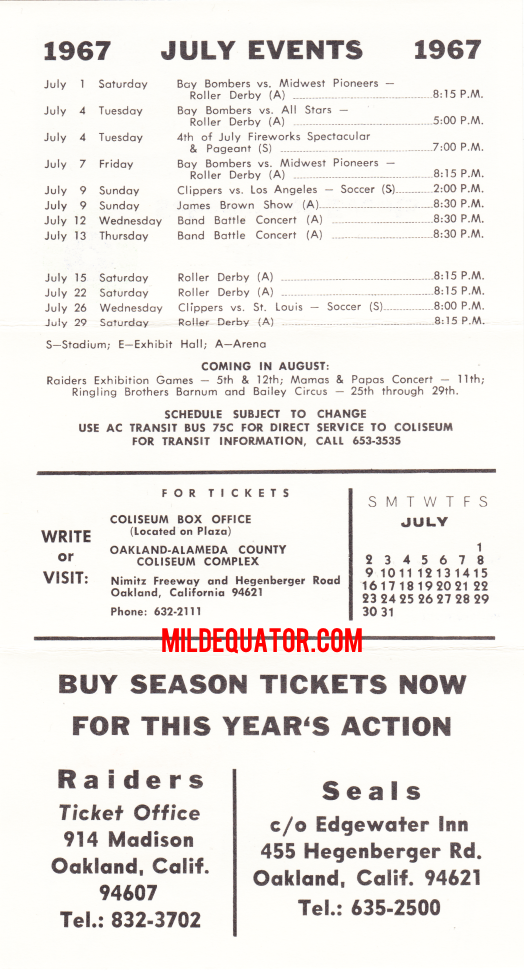 The Doors - Oakland Civic Auditorium 1967 - Schedule