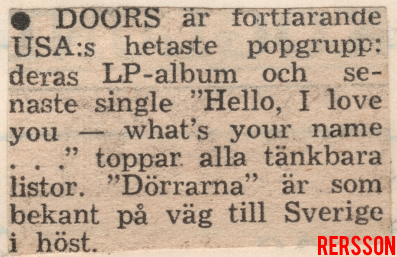 The Doors - Stockholm 1968 - Roger Ersson's Scrapbook