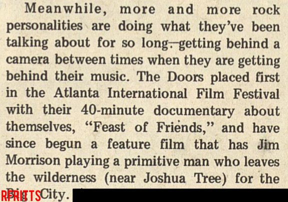 Jim Morrison - Atlanta Film Festival 1969