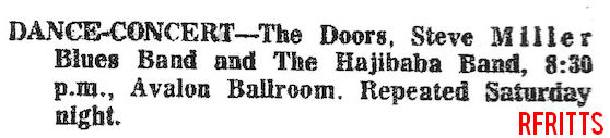 Avalon Ballroom April 1967 - Type Ad