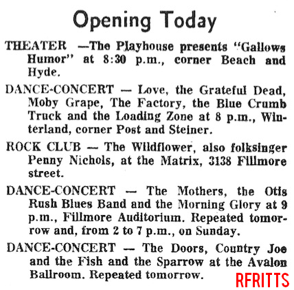 The Doors - Avalon Ballroom March 1967 - Type Ad