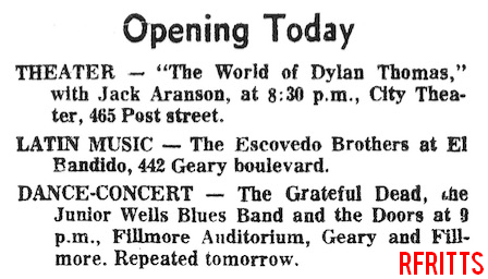 Fillmore January 1967 - Type Ad