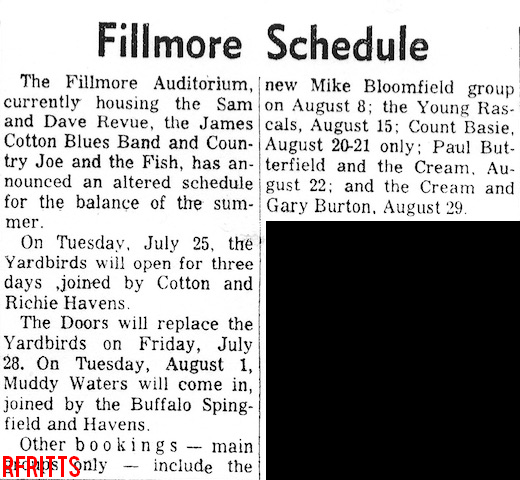 The Doors - Fillmore July 1967 - Article