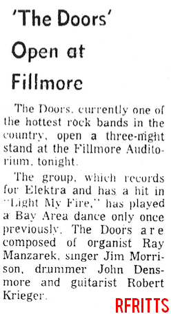 The Doors on X: #TheDoors were a few months away from stardom in March  1967 when they played five sparsely attended shows at a small club in San  Francisco called The Matrix.