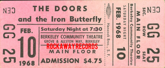 The Doors - Berkeley 1968 - Ticket