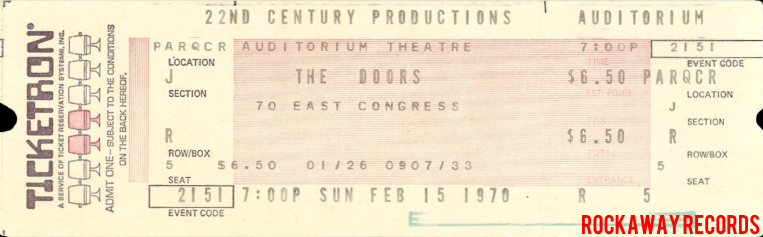 The Doors - Chicago 1970 - Ticket