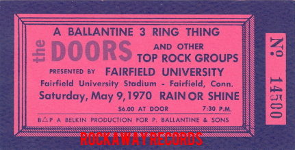 The Doors - Fairfield University 1970 - Ticket