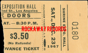 The Doors - Shrine Auditorium 1967 - Ticket