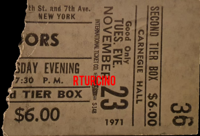 The Doors - Carnegie Hall 1971 - Ticket