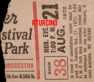 The Doors - Schaefer Music Festival 1972 - Ticket