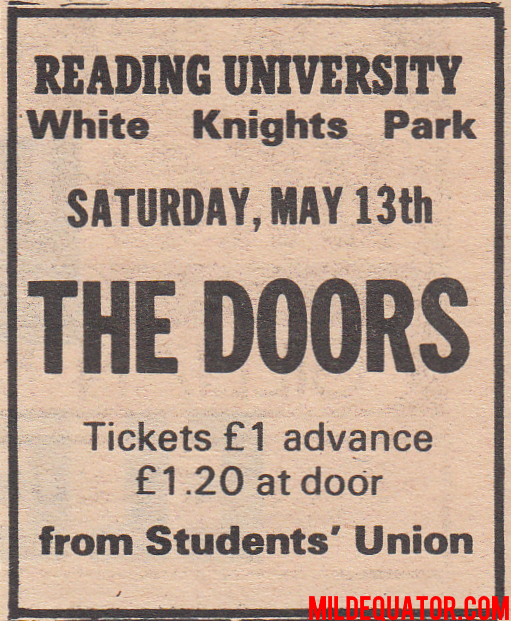 The Doors - Reading University 1972 - Print Ad