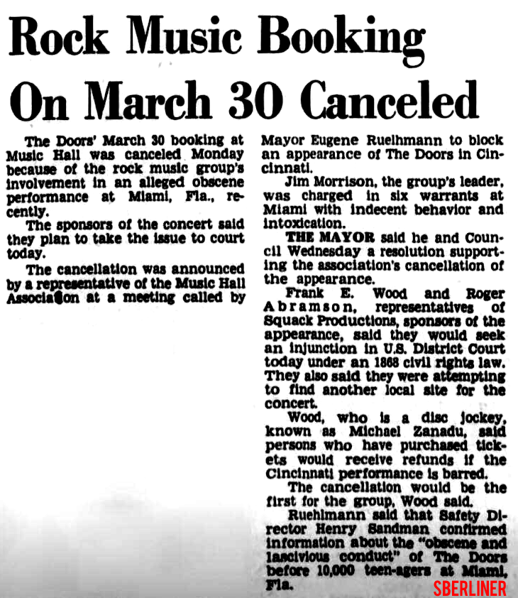 Cincinnati 1969 - Cancelled - Article
