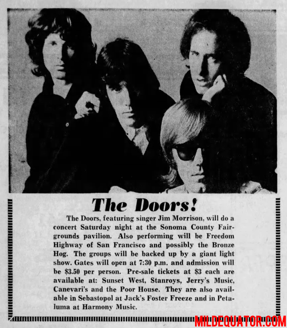The Doors - Sonoma County Fairgrounds 1968 - Picture Ad