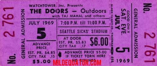 The Doors Cancelled Performances Seattle Sick S Stadium 1969