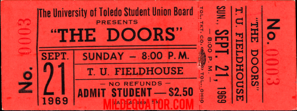 The Doors - Toledo 1969 - Ticket