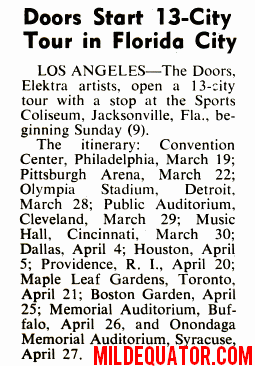 The Doors 1969 Tour Cancelled