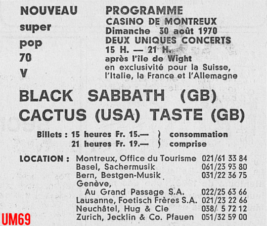 The Doors - Casino de Montreux 1970 - Print Ad