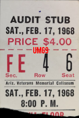 The Doors - Phoenix February 1968 - Ticket