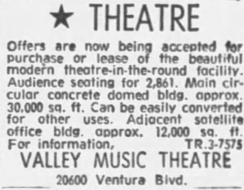 Valley Music Theater 1967 - Classified Ad