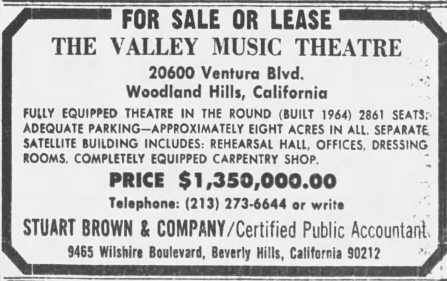 Valley Music Theater 1967 - Classified Ad