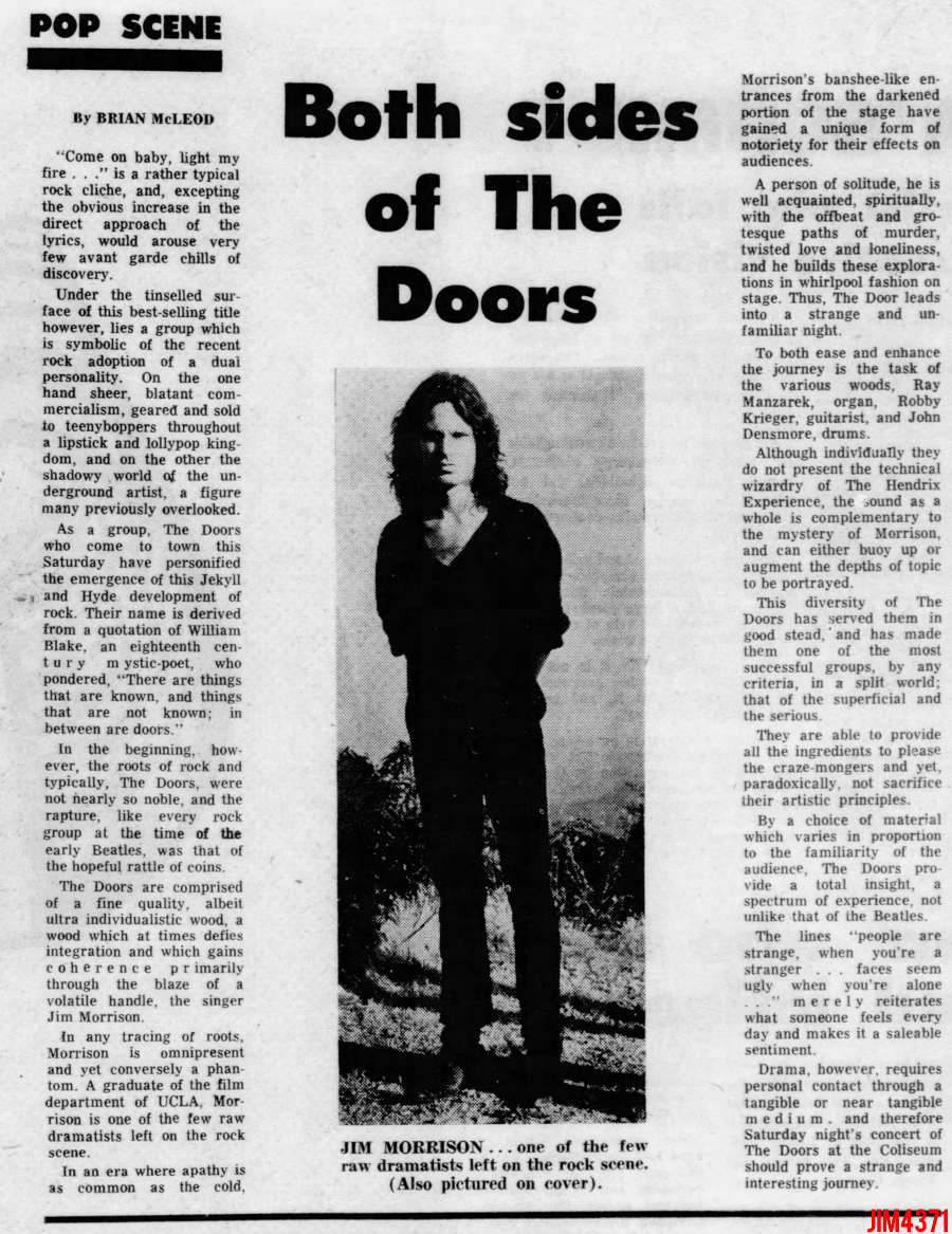 The Doors - Vancouver 1968 - Article