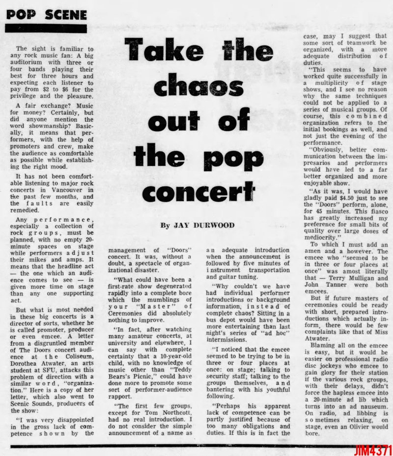 The Doors - Vancouver 1968 - Review